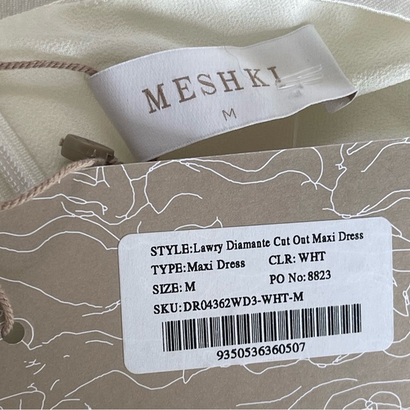 MESHKI Lawry Diamante Cut Out Maxi Dress White Size Medium - Picture 4 of 4